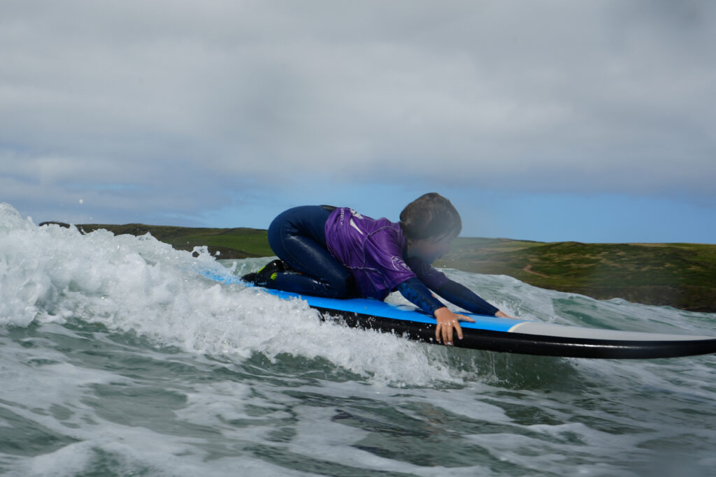 Child surfing with Wavehunters